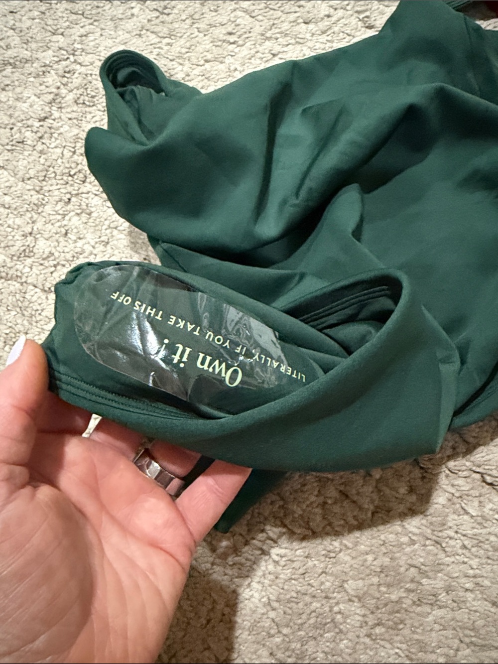 NWOT Left On Friday Dark Green One-Piece with Pink Logo size S - Picture 7 of 8